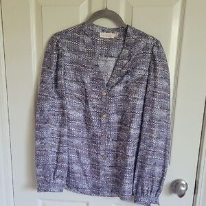 Tory Burch Blue and Gray Patterned Top